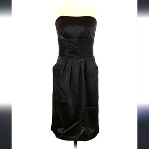 DAVID'S BRIDAL Strapless Satin wrap dress Size 8 with pockets